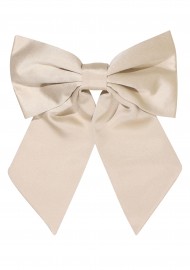 Hair Bow in Solid Champagne Satin Front