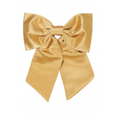 Hair Bow in Solid Golden Satin Front
