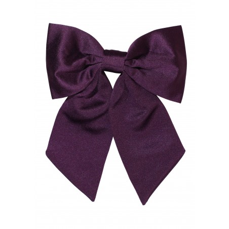 Hair Bow in Solid Berry Satin Front