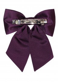 Hair Bow in Solid Berry Satin Back Clip