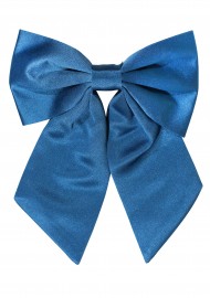 Hair Bow in Solid Teal Satin Front
