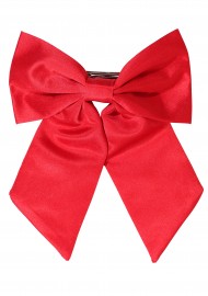 Hair Bow in Solid Cherry Red Satin Front