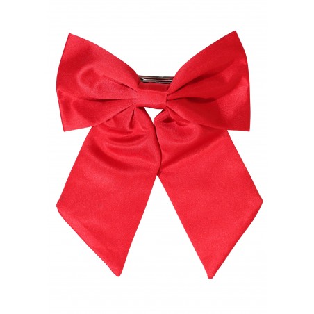 Hair Bow in Solid Cherry Red Satin Front