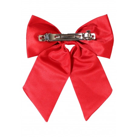 Hair Bow in Solid Cherry Red Satin Back Clip