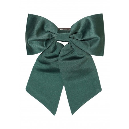 Hair Bow in Solid Hunter Green Satin Front
