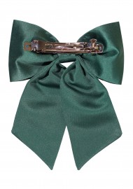 Hair Bow in Solid Hunter Green Satin Back Clip