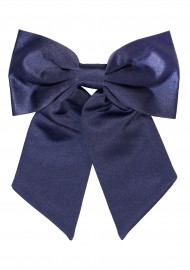 Hair Bow in Solid Navy Satin Front