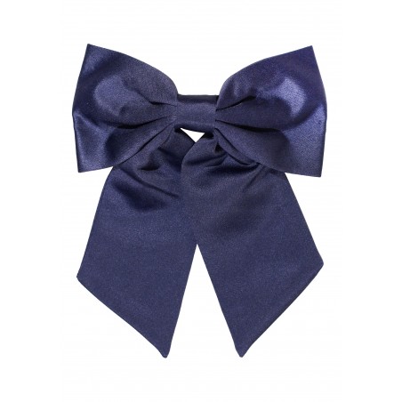 Hair Bow in Solid Navy Satin Front