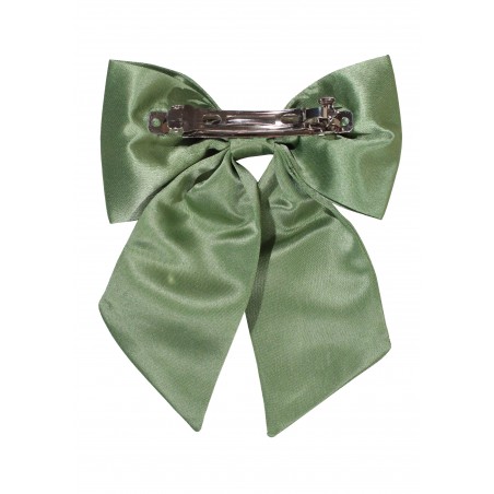 Hair Bow in Solid Moss Green Back Clip