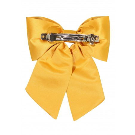 Hair Bow in Solid Amber Gold Back Clip