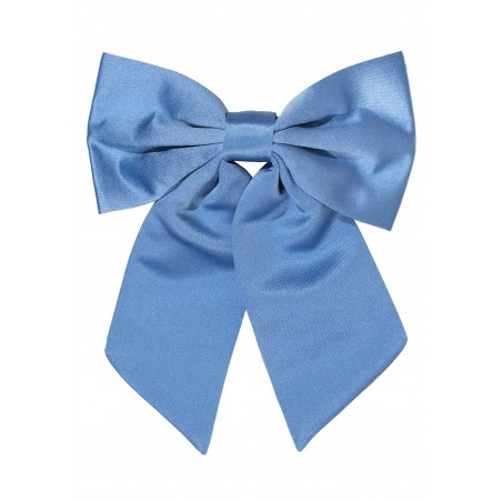 Hair Bow in Solid Steel Blue Front