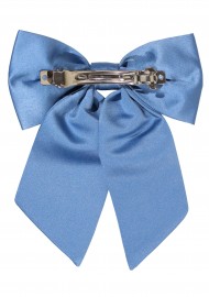 Hair Bow in Solid Steel Blue Back Clip