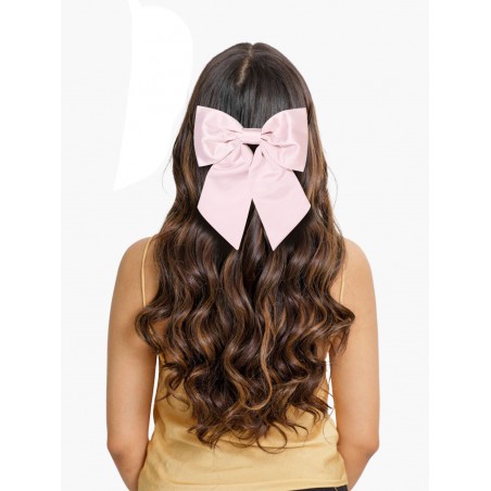 Hair Bow in Solid Blush Pink Front Styled Woman's Hair Clip