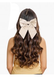Hair Bow in Solid Champagne Satin Front Women's Hair Clip
