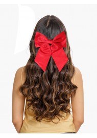 Hair Bow in Solid Cherry Red Satin Women's Hair Clip