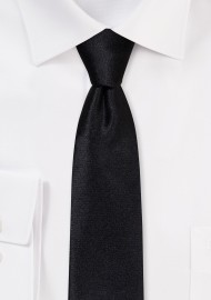 Solid Satin Skinny Tie in Jet Black
