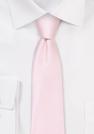 Solid Satin Skinny Tie in Blush Pink