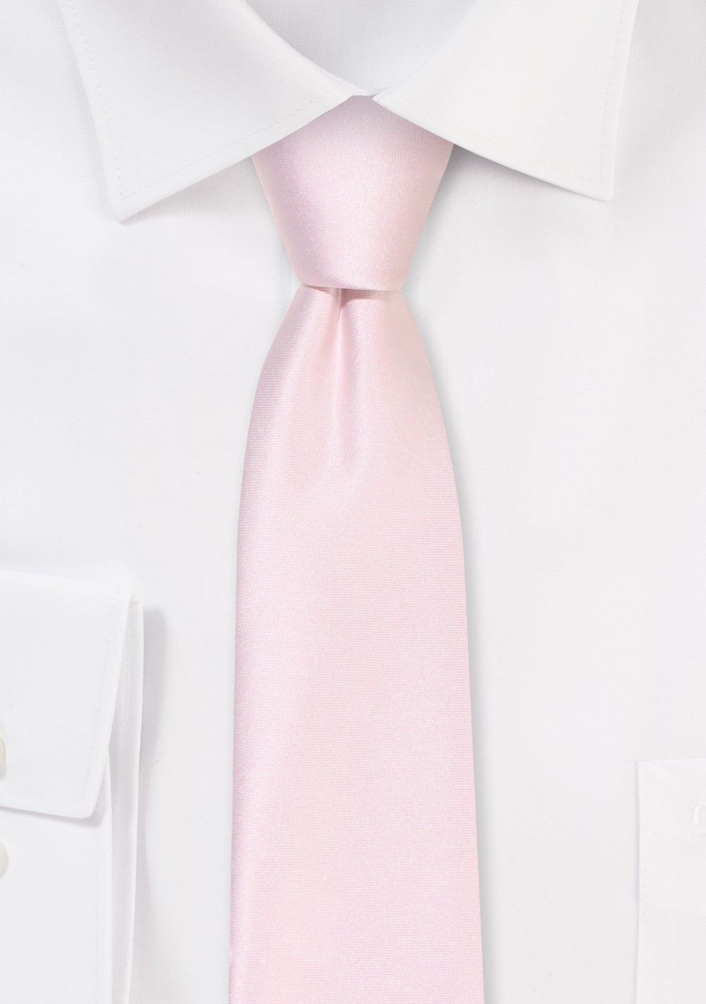 Solid Satin Skinny Tie in Blush Pink