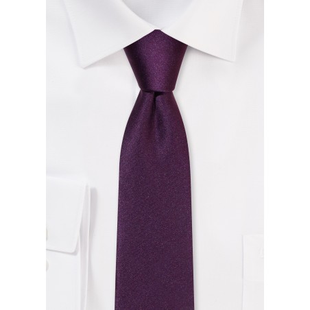 Solid Satin Skinny Tie in Berry