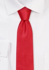Solid Satin Skinny Tie in Cherry Red