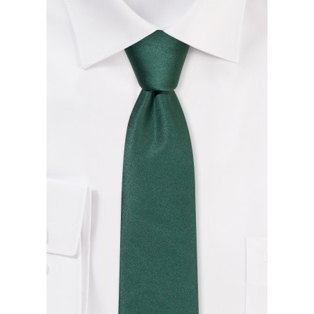 Solid Satin Skinny Tie in Hunter Green