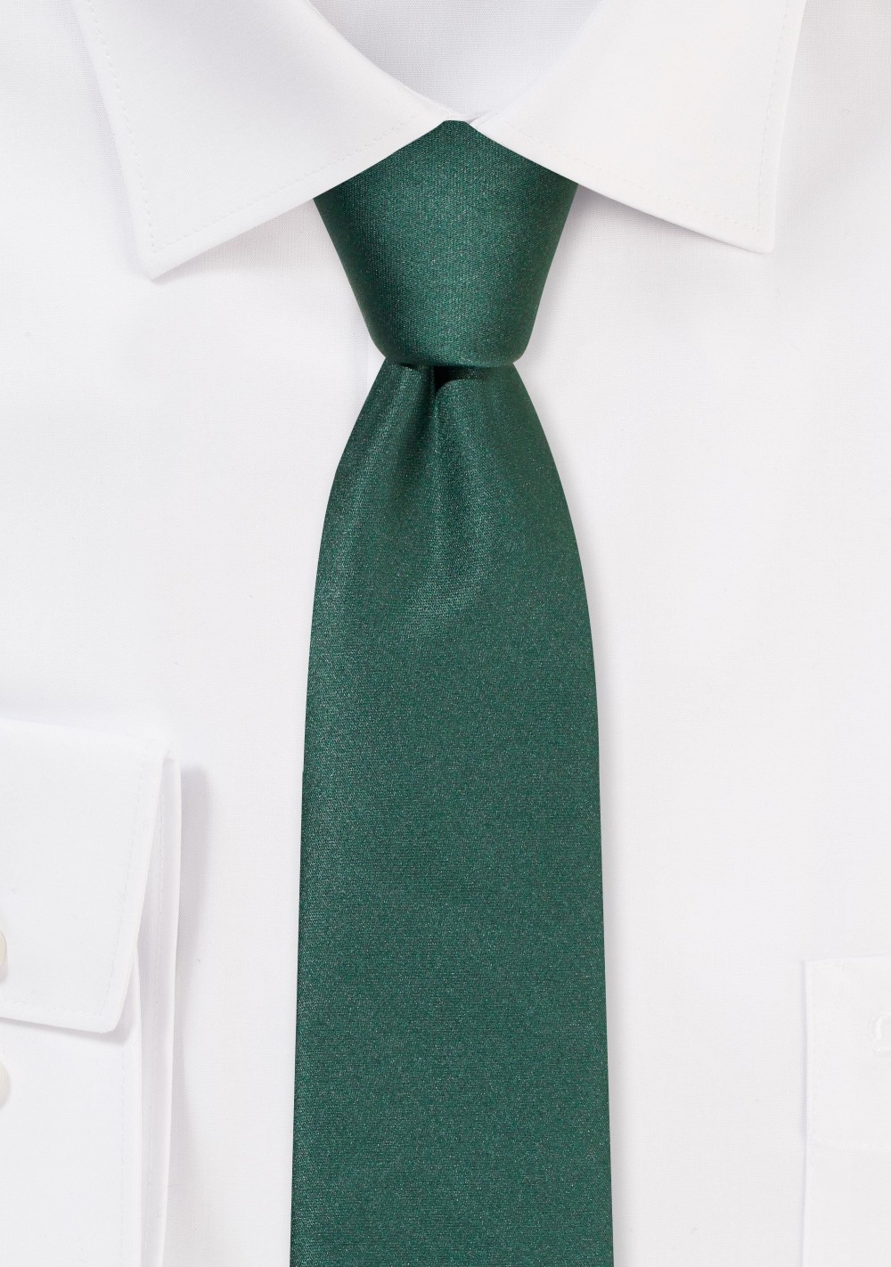 Solid Satin Skinny Tie in Hunter Green