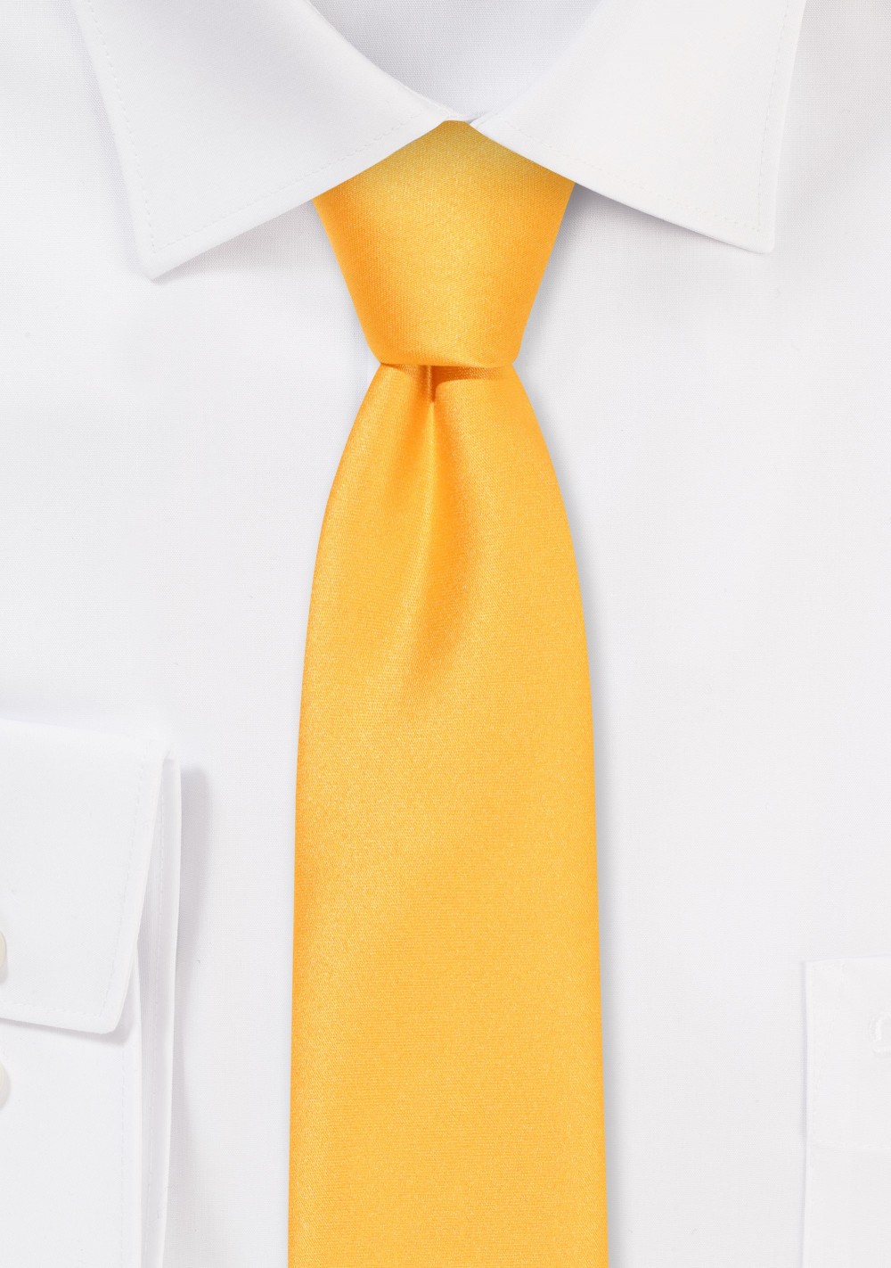 Solid Satin Skinny Tie in Amber Gold