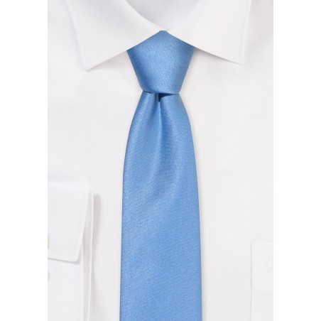 Solid Satin Skinny Tie in Steel Blue