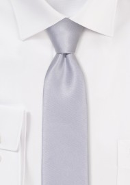 Solid Satin Skinny Tie in Silver