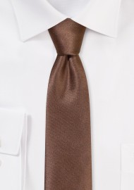 Solid Satin Skinny Tie in Walnut