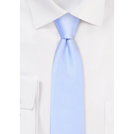 Solid Satin Skinny Tie in Ice Blue