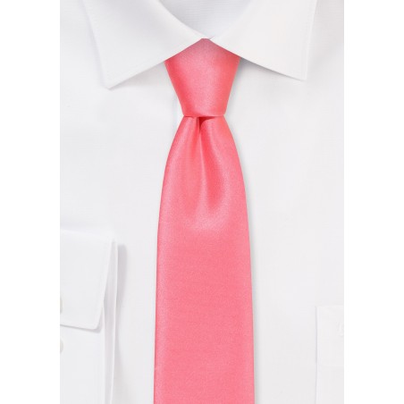 Solid Satin Skinny Tie in Parfait