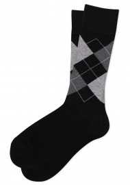 Argyle Check Dress Socks in Black and Gray