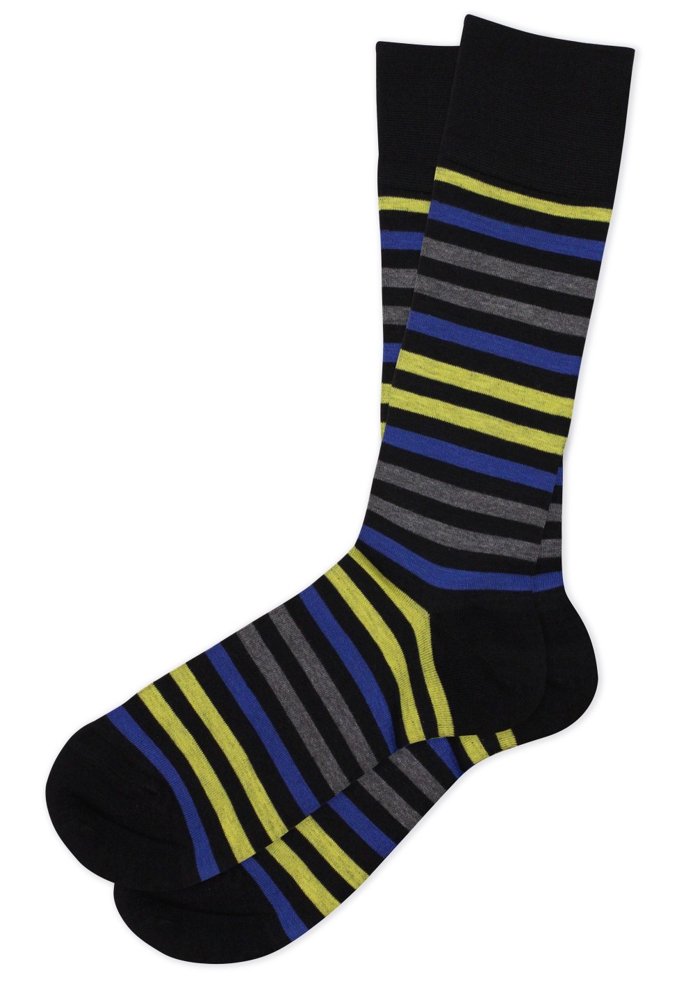 Black, Yellow, Gray Striped Dress Socks