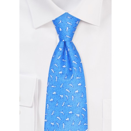 Seagull Print Summer Tie in Sky Blue