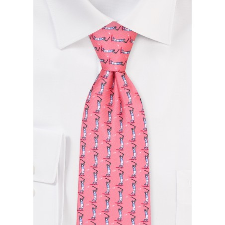 Golfing Tie in Coral Red