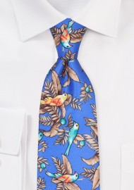 Turquoise Parrot Print Necktie