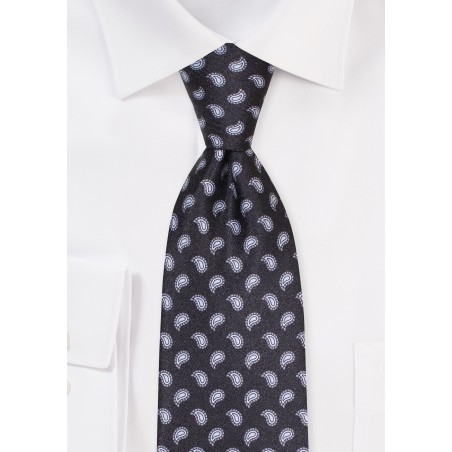 Paisley Print Tie in Black and Gray