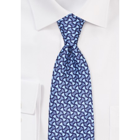 Blue Necktie with Bowtie Print