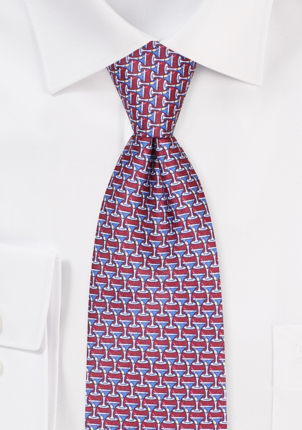 Cherry Red Tie with Martini Glasses