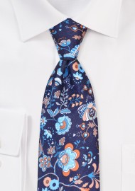 Floral Necktie in Navy and Pinks