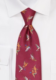 Mallard Duck Print Silk Tie...