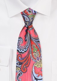Designer Paisley Print Tie in Reds