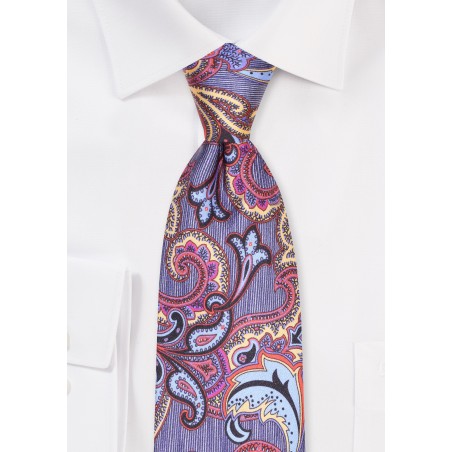 Designer Paisley Print Tie in Blues