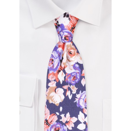 Floral Print Tie in Premium Silk