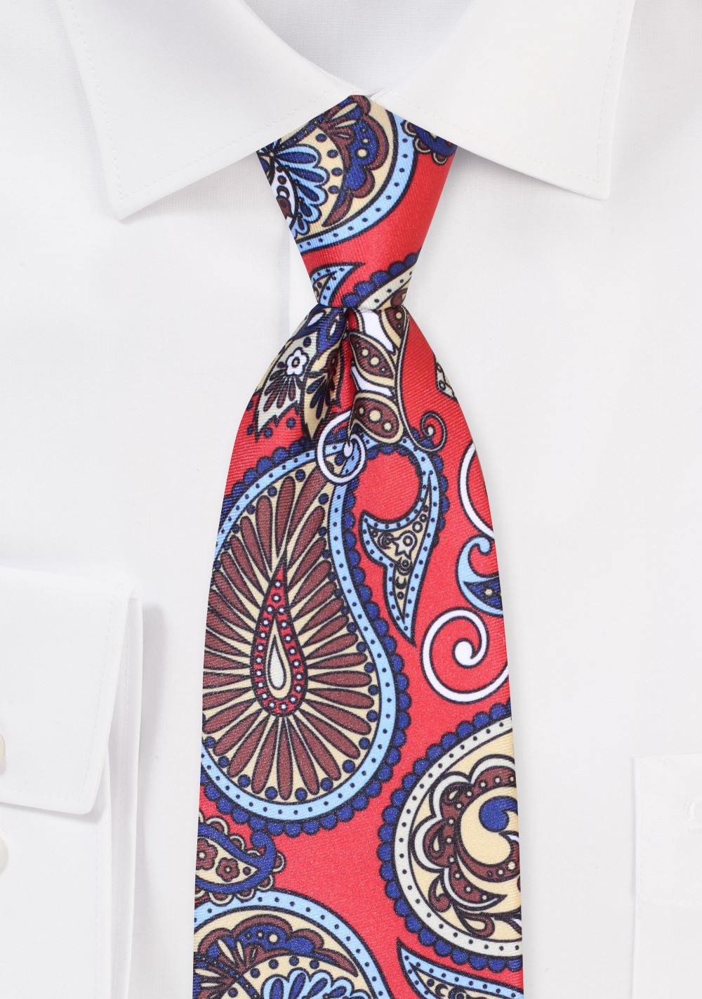 Crimson Red and Gold Paisley Tie