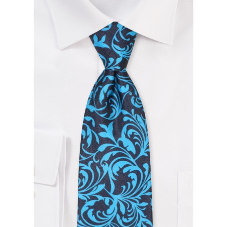 Statement Paisley Tie in Aqua, Red, and Black