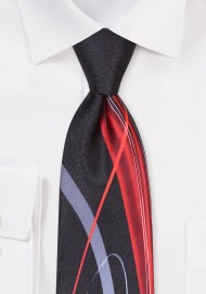 Vintage Print Tie in Black and Red