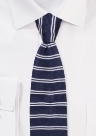 Navy Stripe Knit Tie
