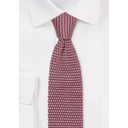 Burgundy Skinny Knit Tie